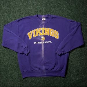 Vintage Minnesota Vikings Sweatshirt Crew Football  Purple NFL Size L 24X27.5